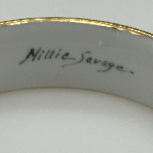 Vintage Millie Savage Porcelain CLOISONNÉ Enameled Bangle Bracelet 7.5" Rare - Picture 2 of 5